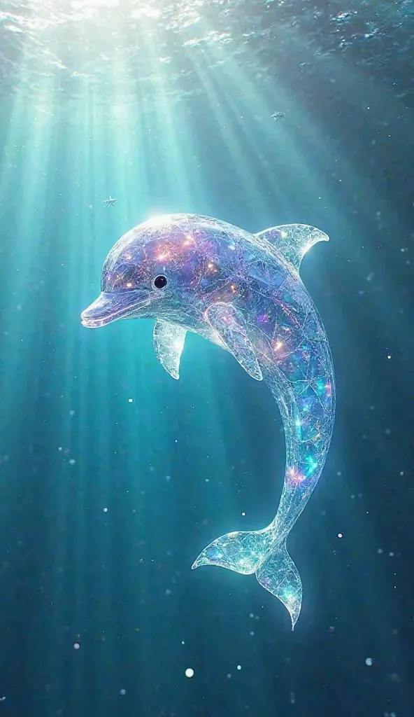 Crystal Dolphin – A dolphin with a translucent body that shimmers with iridescent colors in the water.