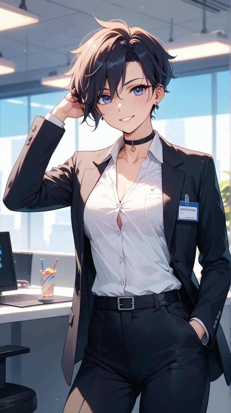 Appearance：cat office worker in suit。 black suit、white shirt、赤いネクタイがFeatures。
character：serious and punctual。is slightly easygoing,、demonstrates ability to act according to the situation。
Features：uses a smartphone, but、is at the mercy of the hustle and bu...