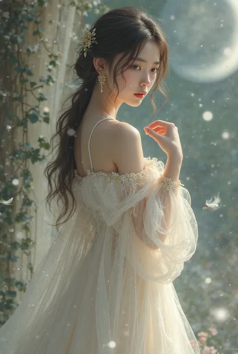 A girl in a beautiful nightdress for sleeping