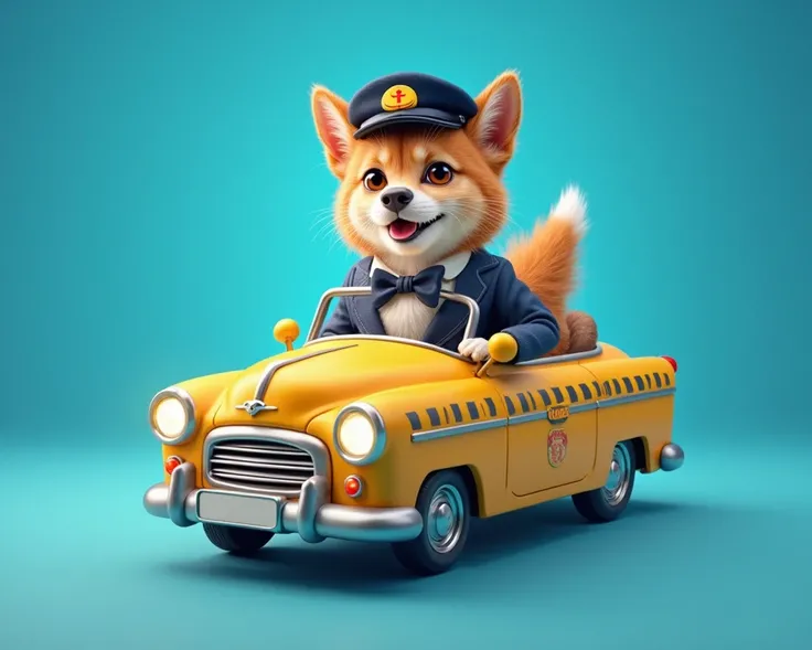 pet as a taxi driver - pet taxi service The background should be purely blue
