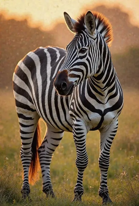 photo of a real zebra sticking the stripes on her body