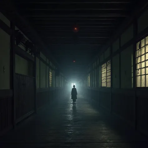 An endless hallway、Japan、scared、 dark、I can't see the back、Japanese style