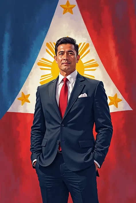 Attorney with Philippine flag happy