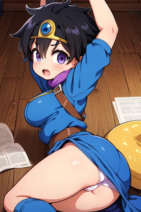 dragon quest３The heroine of  、    black hair、   short hair、  Bitch、big breasted、  masturbates、white underwear、 vagina