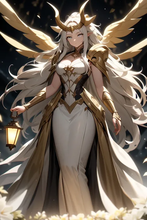 Ultra High Definition、female　Four Heavenly Kings　adult　 white eyes　 Lantern　Muscle White　 anime style　cute　Horn　Wings peculiar to the devil