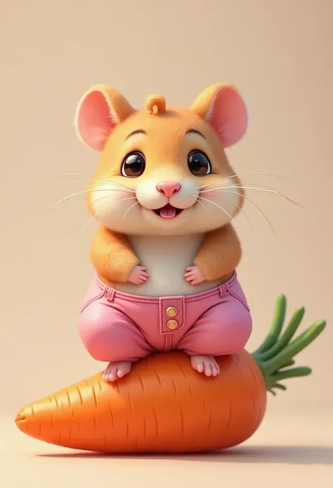 Hamster face on the carrot has the pink pant and 