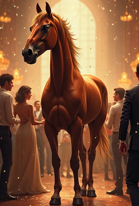 A brown horse at a party Realism, 