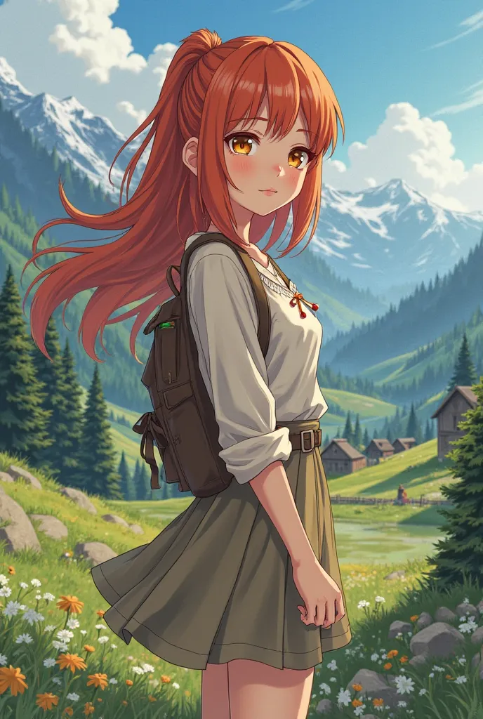 There is a girl with good shape, red hair, orange eyes. She lives in a small village located in the middle of the mountains. Mina is a good-natured  and always likes to help others, but she often encounters obstacles in life every time she tries to achieve...