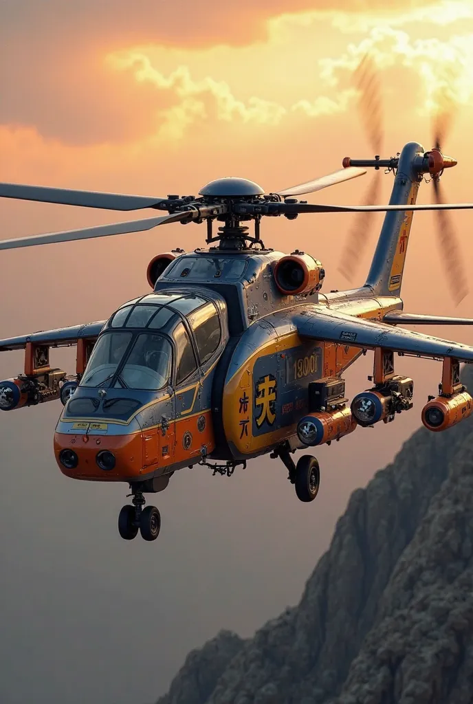 Make me a Kamov-Ka-52 combat helicopter that looks like Goku