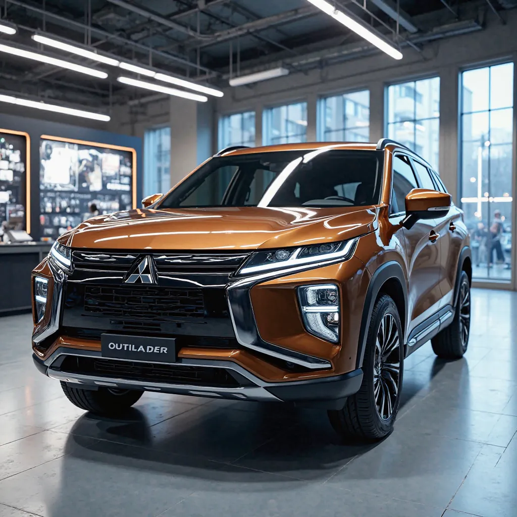  In a showroom 2025 Mitsubishi outlander color Brown front views