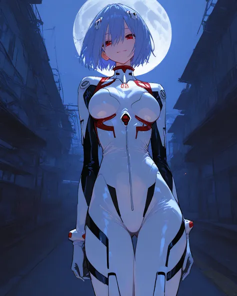    masterpiece, high quality、 vibrant, very aesthetic,    latest,  
medium breasts,  Neon Genesis Evangelion、     female 1 person、 、Rei Ayanami、、Fair skin/ blue hair/ short hair、 red eyes、 white plug suit、cowboy shot,  High-quality fabric、dynamic walking p...