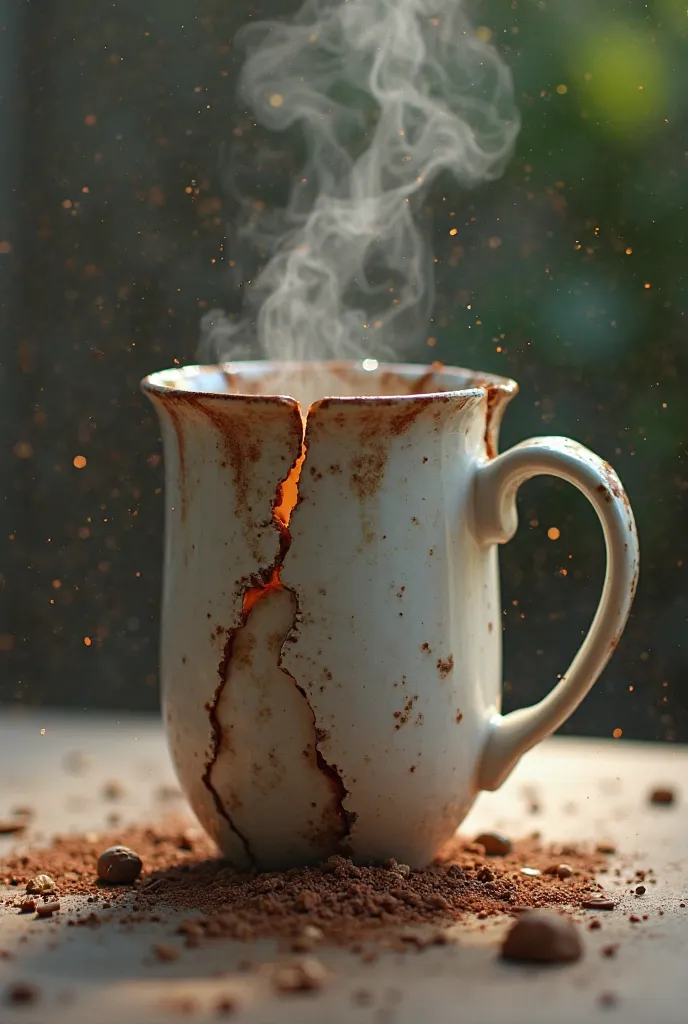 Broken mug, Broken mug de cerámica, broken ceramic, broken porcelain cup, broken coffee cup, broken tea cup, escena de Broken mug, naturaleza muerta de Broken mug, fotografía de Broken mug, ilustración de Broken mug, óleo de Broken mug, 4k,8K,high resoluti...