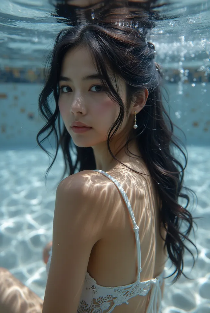   High resolution  ,   Super Detail  , in the water，cl，women ， nice back