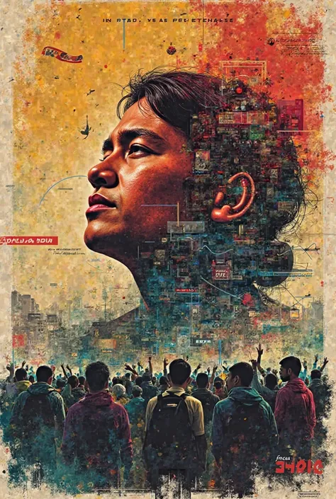 Georagraphic or messy with full of different meaning and design poster for edsa revolution people power without face