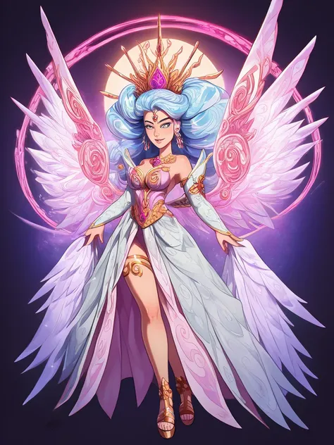 Sexy human woman with big boobs ,with runes hair , with runes on her eyes and her body , with runes powers , with runes dress,with runes wings , full body