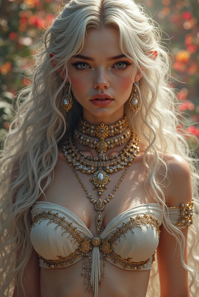 a highly detailed digital painting of a deity, god, extremely intricate and complex facial features, flawless skin, piercing eyes, long flowing hair, ornate jewelry, ethereal godly aura, dramatic lighting, vibrant colors, cinematic composition, photorealis...