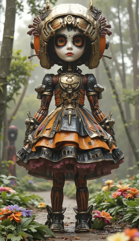 An old coin that pulls flexibly between fingers, a mecha skeleton,,stunt,beautifully realistic high-definition digital painting, Sci-Fi Background:garden,,Focus on close-up,natural light,reflection,Smooth movement ,Extreme Details,4K High Resolution,Scaled...