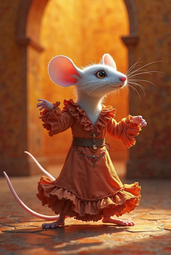 White-gray rat as a flamenco dancer 