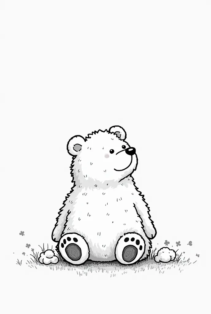 a cotton puppy in the room simple minimalist coloring b/w ilustrator. in the style of the cartoon called We Bare Bears. Hand-drawn