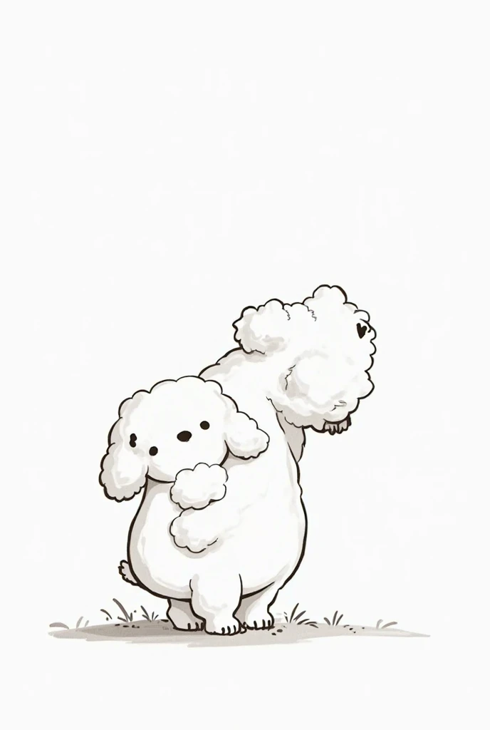 A cotton puppy simple minimalist coloring b/w ilustrator. in the style of the cartoon called We Bare Bears. Hand-drawn