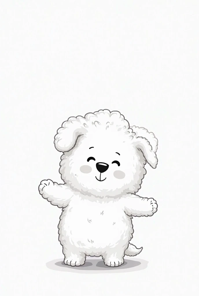 A cotton puppy simple minimalist coloring b/w ilustrator. in the style of the cartoon called We Bare Bears. Hand-drawn