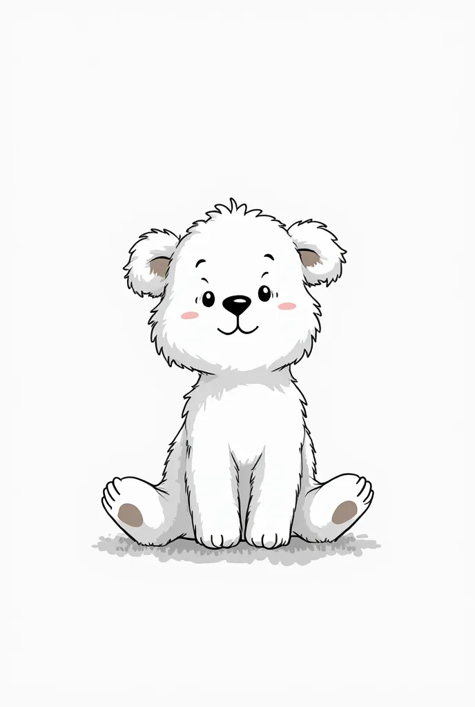 cotton puppy simple minimalist coloring b/w ilustrator. in the style of the cartoon called We Bare Bears. Hand-drawn