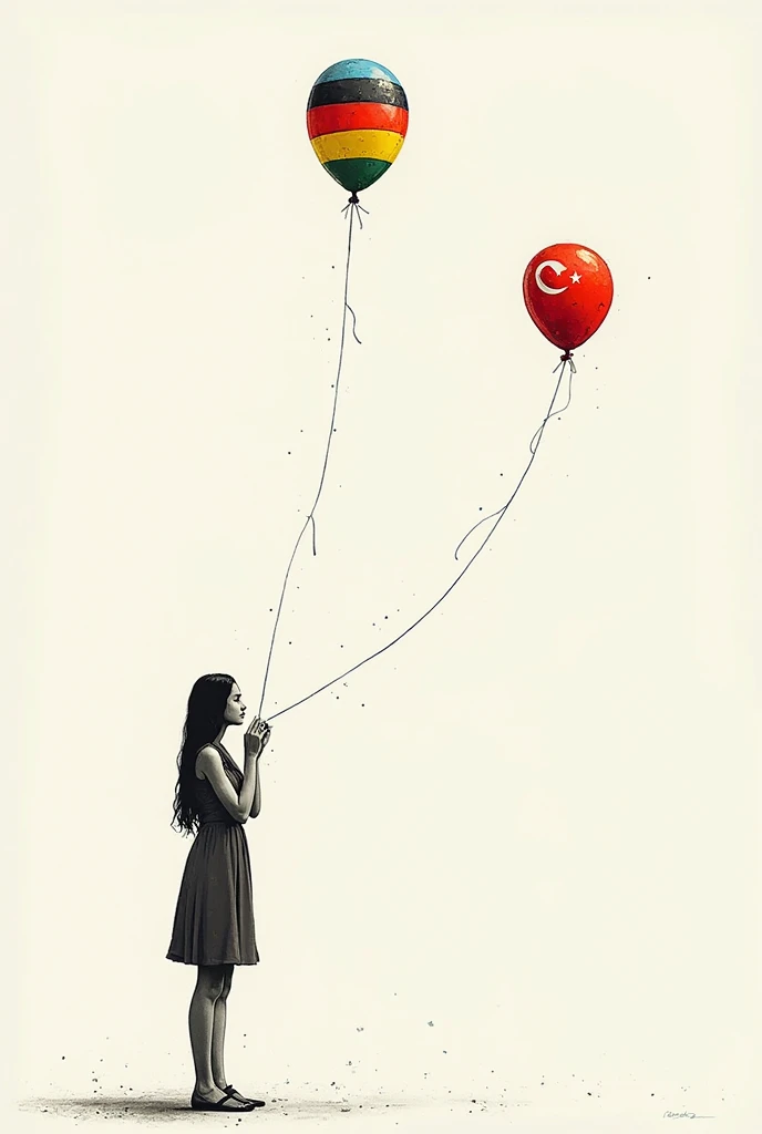  Many Minimalistic drawings of people in profile holding balloons with countries in their hands.