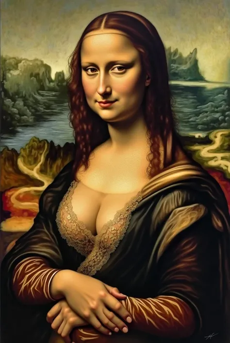 Monalisa only wearing bra