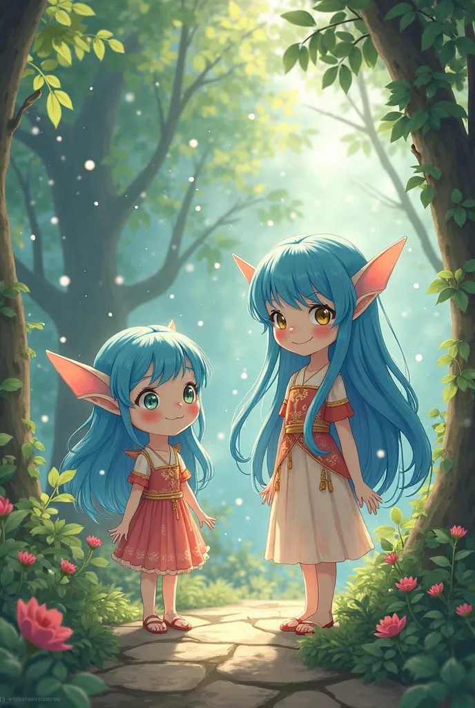 Japanese Ghibistian Characters Cute Blue Haired Female Elves Anime