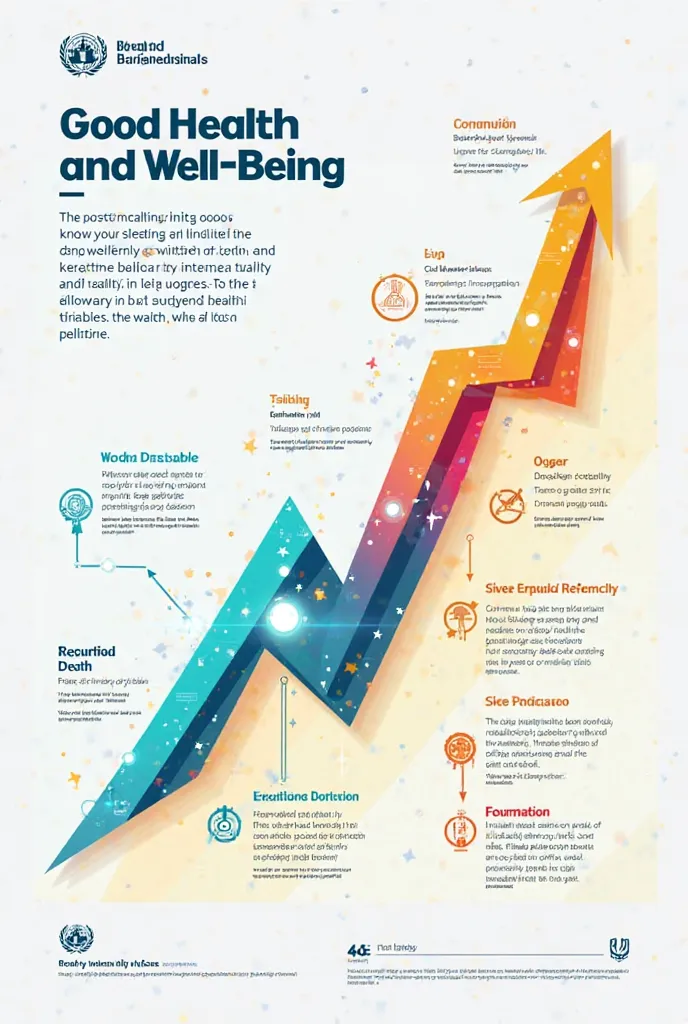 Can you please create me a professional English zigzag infographic about sdg 3 good health and well being environment color 