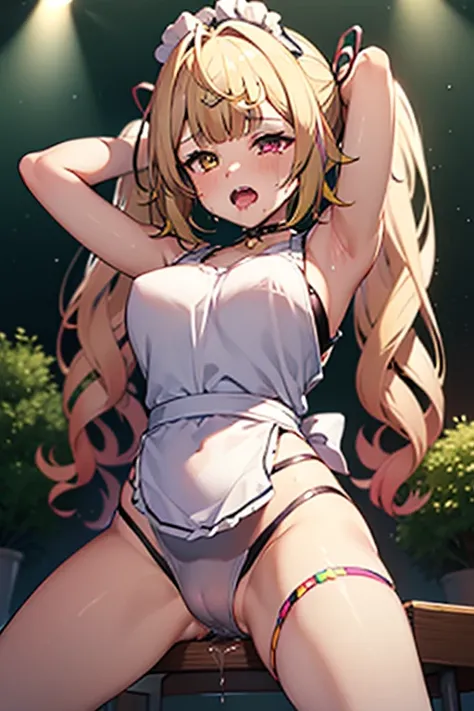 ( masterpiece), (Highest quality),( Crotch Cleaning Case:1.2), sex machine, 1 girl,  crying, scream,tears,brown hair, pussy juice, female ,  suspension,
underwear, chest, brown hair,  panties,  suppressed, large chest, green eye, Maid, twintails,  female ,...