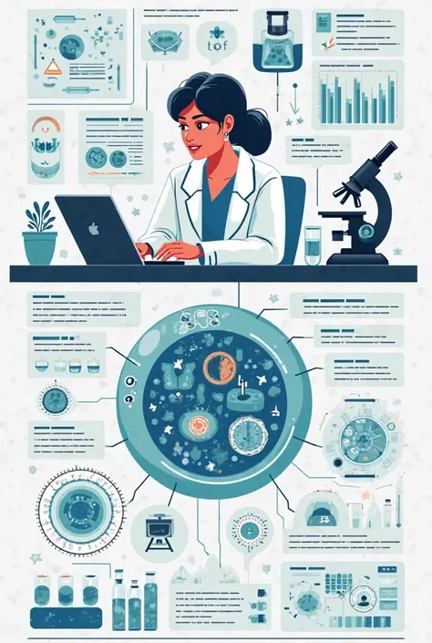 create me an infographic explaining a new scientific discovery related to cells. showing a cell and a scientist 