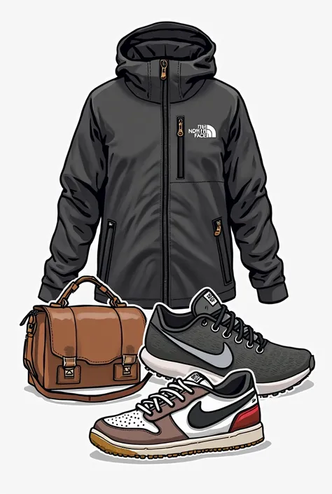 Create a logo for my clothing store using these conditions
1.)Make the picture show the north face jacket , nike sneakers and a women's bag and always store lettering , text on the OhGodStore picture
2.)Make it so that the colorful colors are not on the lo...