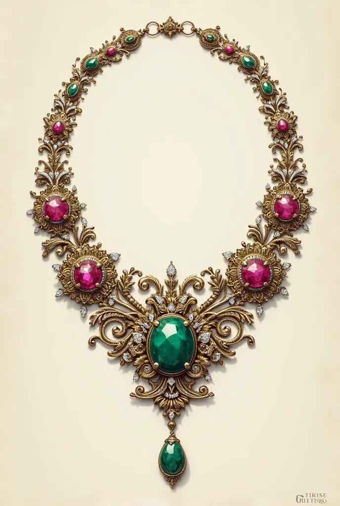 Renaissance necklace in flat view 