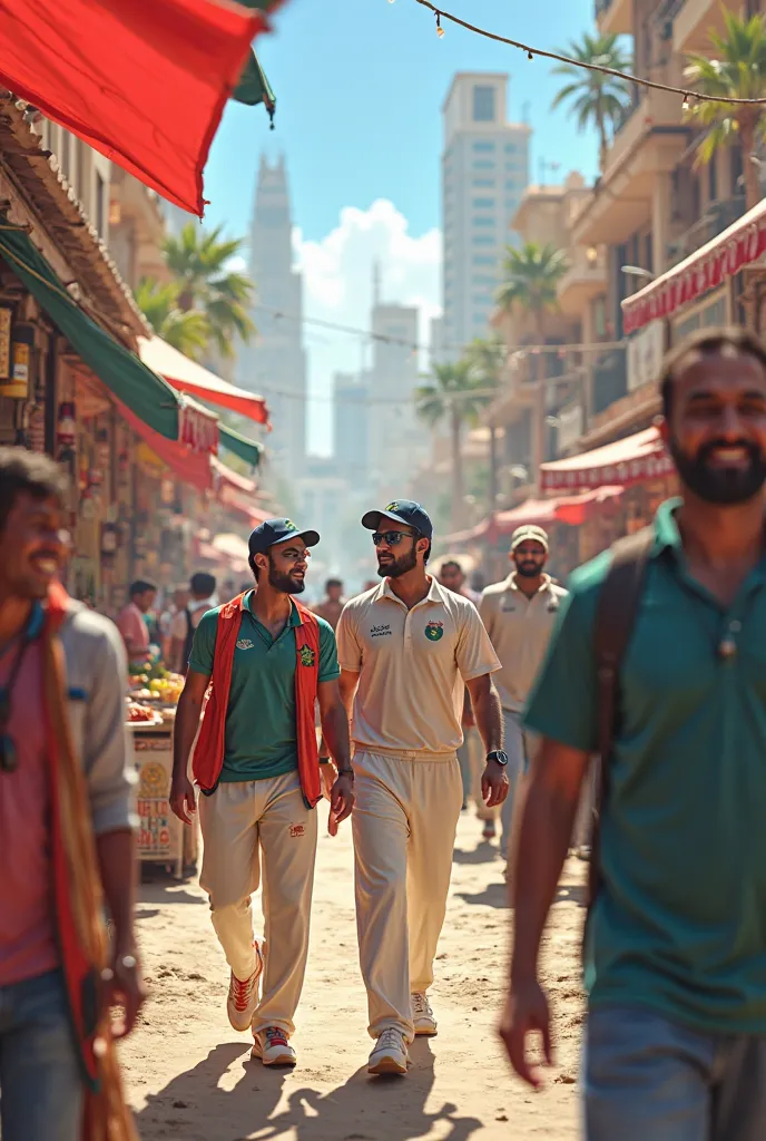 Bangladeshi and pakistani cricketers shopping in dubai