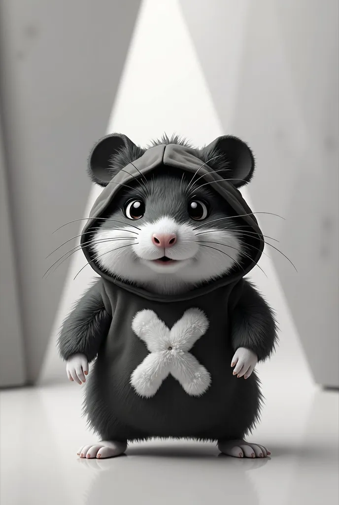 A black and white Hamster in bgmi constume. Make him like drawing 