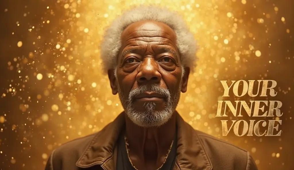 
GENRATE THUMNAIL WITH "YOUR INNER VOICE" WRITTEN ON IT WITH THE PICTURE OF MORGAN FREEMAN with beautiful golden background