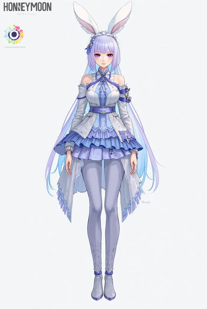 Create a detailed design drawing of a female nv costume

## **Character design:  Women's Honeymoon **
** Style :**  elegant ,  ghost , occult, combines modern and traditional.

### **1.  outfit **
- ** Modern dress :**  light blue ,  layered skirt ,  blue ...