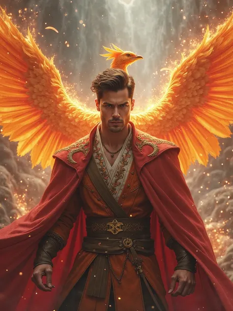 Attractive man, male, 30 years old, handsome, phoenix summoner 