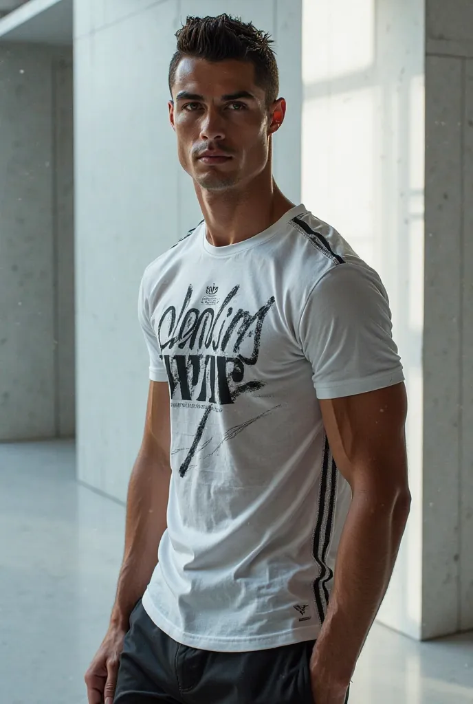 To market the product, Anaqa AsriyaCristiano Ronaldo wears a written shirt 