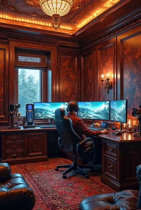 rich gaming room set up