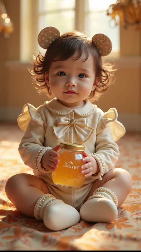 Subject Description（weight ratio 60%）
[Baby in Dior Couture]
(photorealistic 16-month-old caucasian baby:1.3),
porcelain skin with (subsurface scattering effect:1.2),
(silk-soft brown curls with honey-toned highlights:1.1),
(crystal-clear blue eyes reflect...