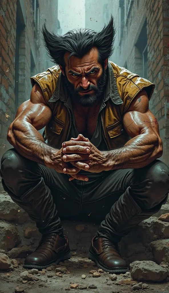 Wolverine biting his nails