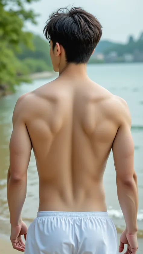 （Two 185 cm Korean handsome male star high school students），(Chest Full )，（STEREO ABDOMINAL MUSCLE），（ delicate cute face ），（Fragmented cap hairstyle）， inverted triangle body ，Five-Toe ， five fingers，Crotch Full of Details，Get Out of Bodybuilding Pose，high-...