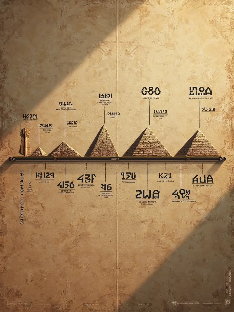 A visually engaging conceptual timeline comparing the age of Göbekli Tepe with other ancient sites such as the Pyramids of Giza and Stonehenge. The timeline is designed with a modern, high-tech aesthetic, featuring clear markers and dates for each site. Gö...