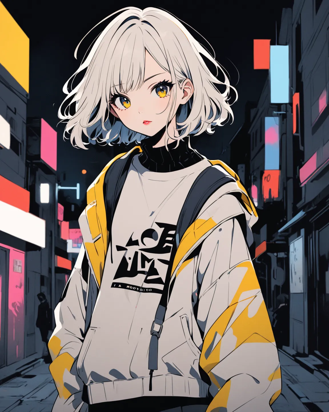 Kitamura Nobuhiko style,  Simple Line Acronym Abstract Painting ,  stylish design,  The Most Beautiful Girl Ever ,  Female university student ,  Skull, street fashion, Lips in Love