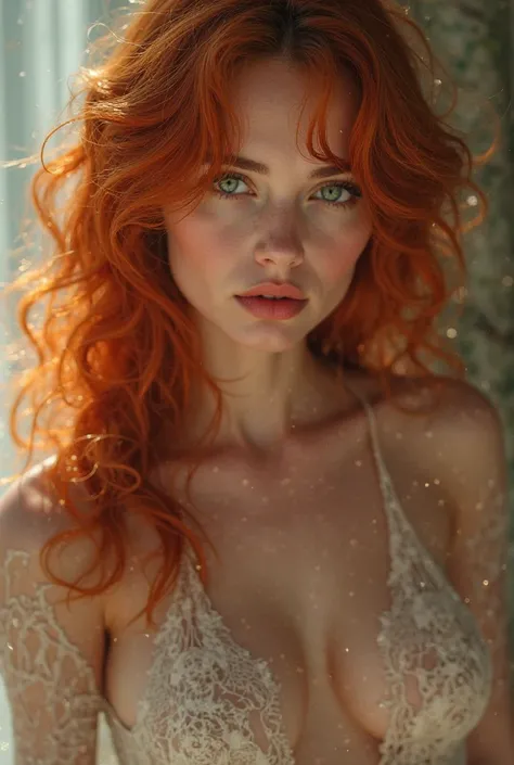 a beautiful redheaded woman . seducing 