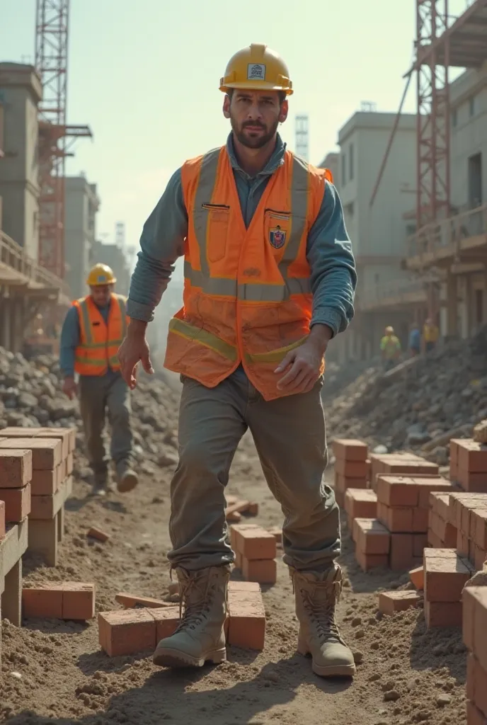 Video of Lionel Messi working on a construction site