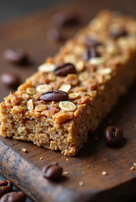 Coffee flavor energy bar made with oats