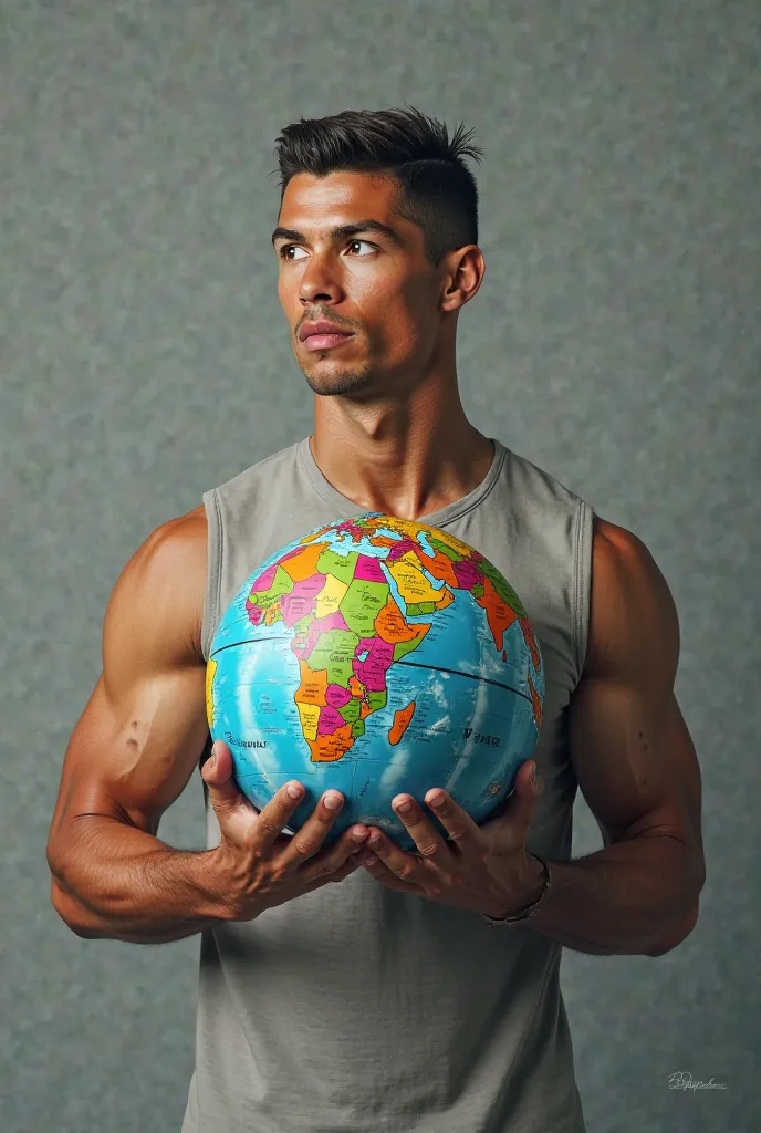 Ronaldo holds in Ronaldo's hand a globe 